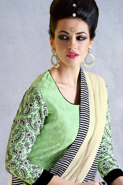 Bhelpuri Green Semi-stitched Salwar Kameez with Bottom and Dupatta