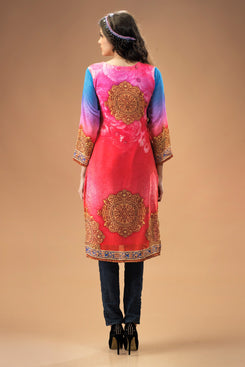 Maroon Georgette Kurti Comprising Floral Print