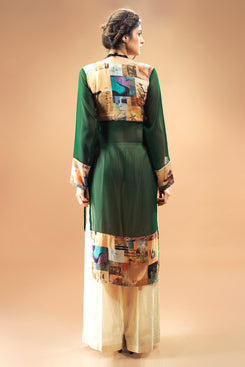Green Georgette Digital Printed Kurti