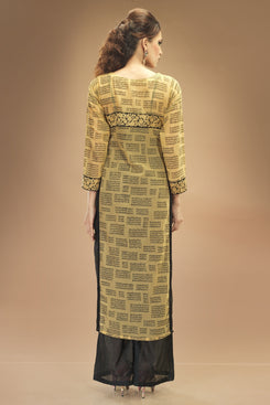 Brown, Red and Green Georgette Printed Kurti