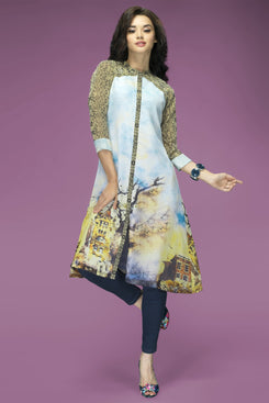 Multi Colour Georgette Digital Printed Tunic