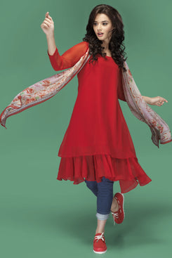 Red Chiffon Fancy Tunic