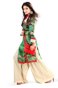 Green Georgette Digital Printed Kurti