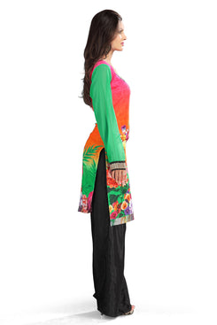 Multi Colour Cotton Satin Digital Printed Kurti