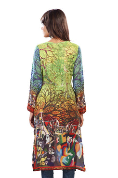 Multi Colour Georgette Digital Printed Kurti