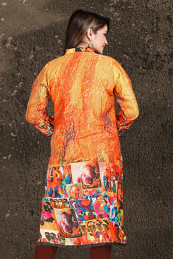Digital Printed Multi-color Pashmina Kurti