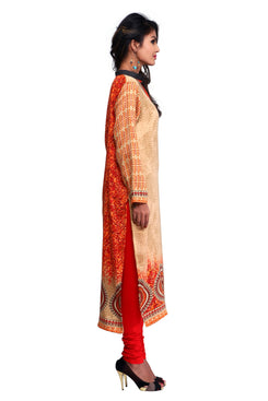 Beige and Orange Pashmina Kurti