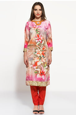 Multi Colour Crepe Digital Print Kurti