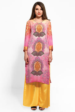 Pink Crepe Digital Print Kurti