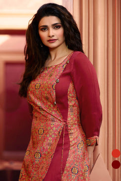 Admyrin Salmon Pink Dola Silk Kurti