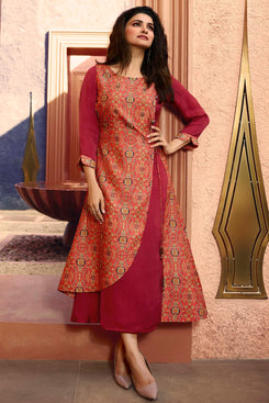 Admyrin Salmon Pink Dola Silk Kurti